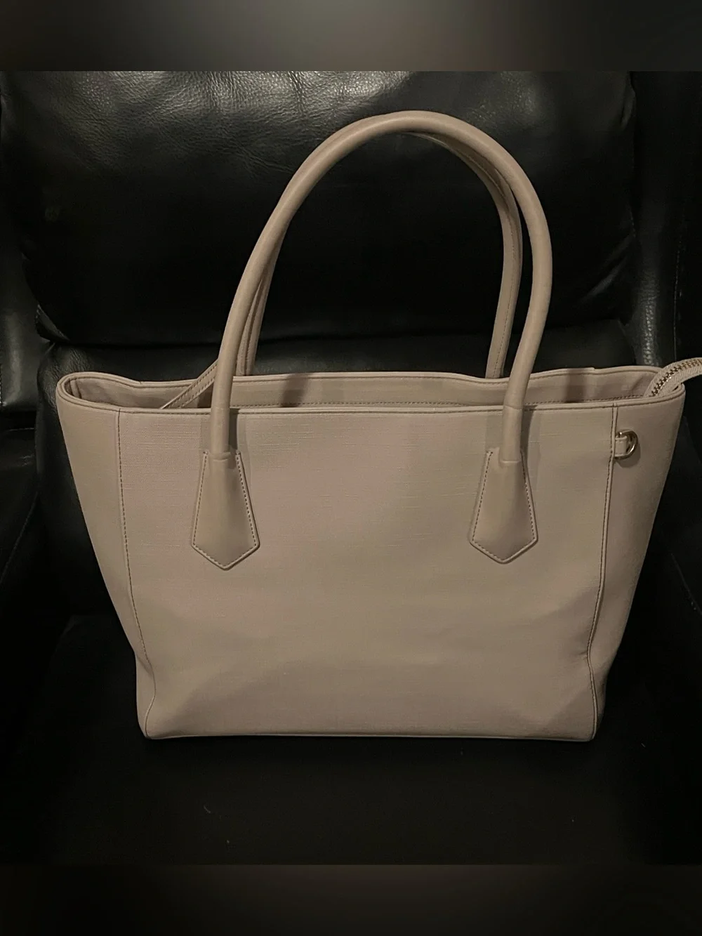 DAGNE DOVER Signature Legend Coated Canvas Large Laptop Tote Bag Gray / Taupe